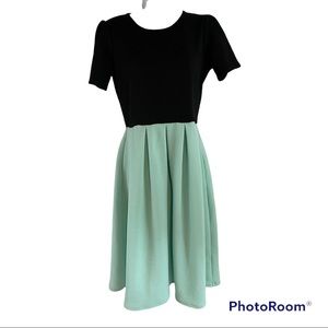 Black and Mint Green Color Block Dress with Pockets
